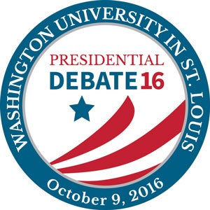 circle logo for WashU Presidential Debate - October 9, 2016