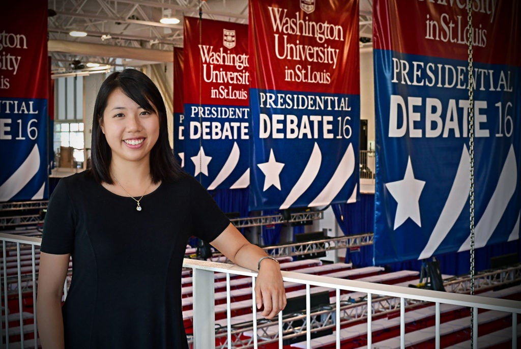 Xiao, a senior in the Sam Fox School of Design & Visual Arts, is startingto see her work appear all over campus. (Photo: James Byard/Washington University)