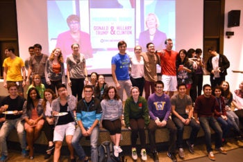 Even medical students got in on the hoopla, gathering in Moore Auditorium to watch the debate together. (Photo: Bob Boston/School of Medicine)