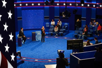 The rehearsal helped the technical crew test lights and camera angles. (Photo: James Byard/Washington University)